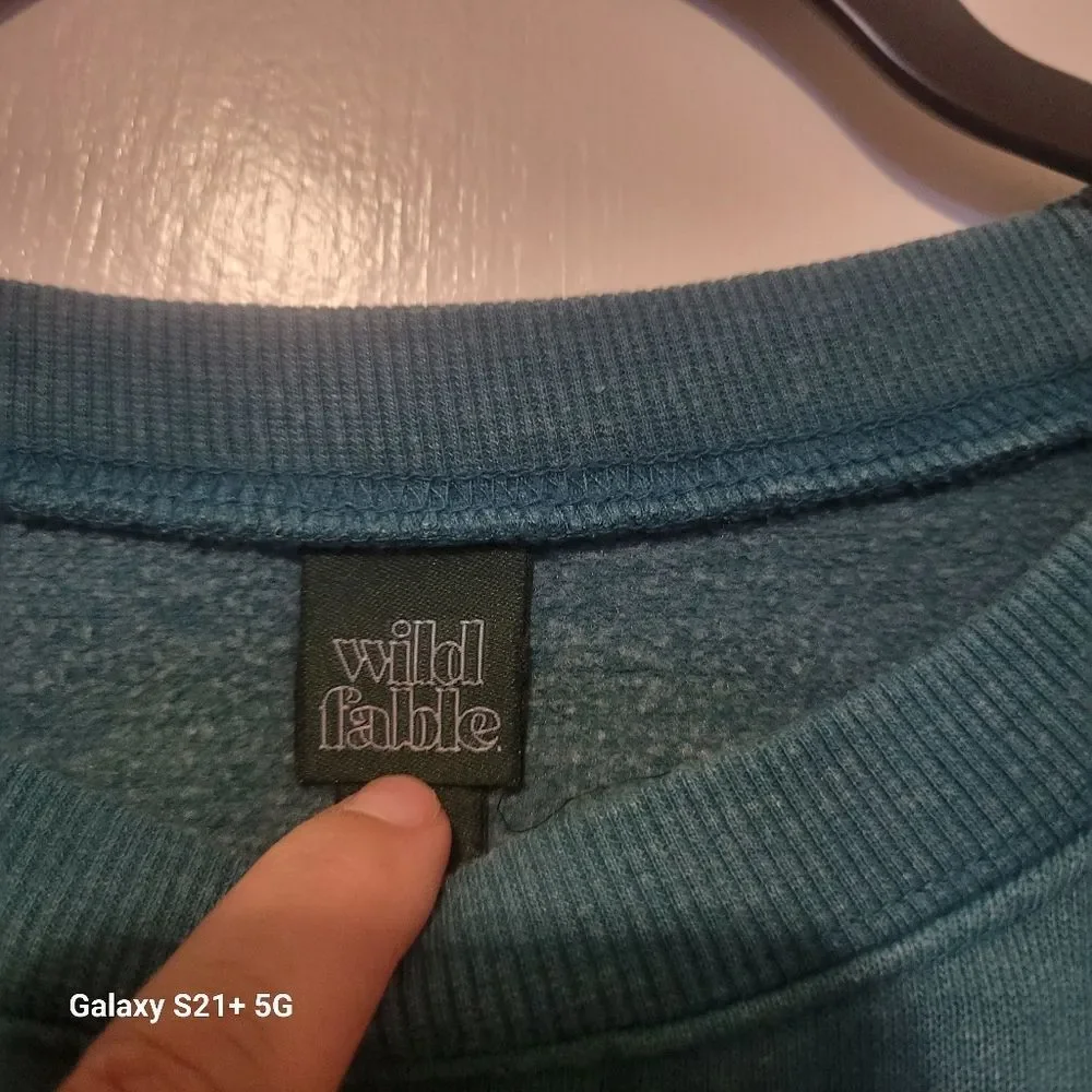 Wild Fable Womans Top Green XXL Pullover Sweatshirt Cropped New York Plus Size - Picture 4 of 6